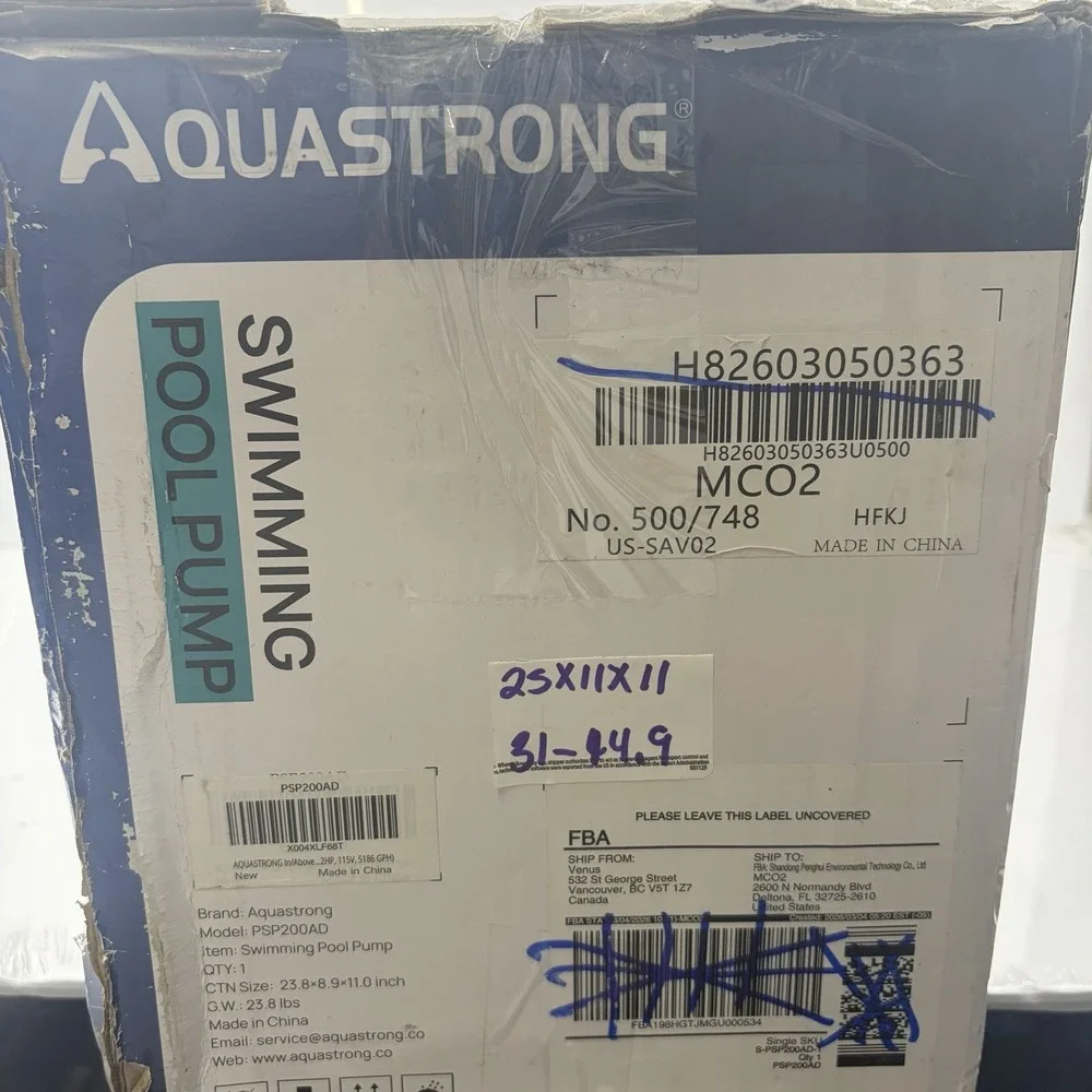 AQUASTRONG In/Above Ground Pool Pump, High Flow Single Speed, 2HP 8917 GPH 220V